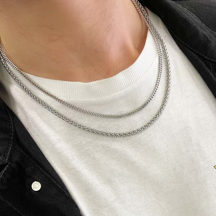 Micro Sterling Chain Silver 3MM Αλυσίδα λαιμού από ανοξείδωτο ατσάλι 316L